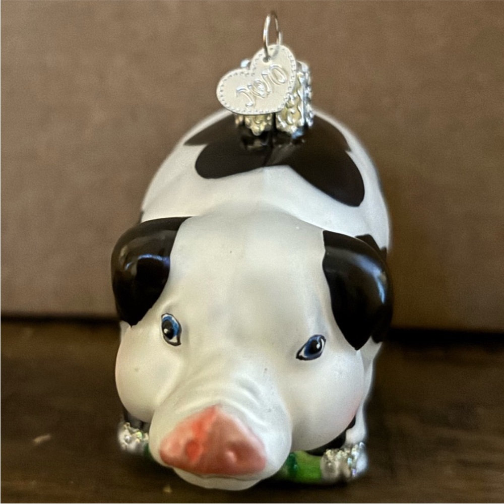 Old world, Christmas, black-and-white pig ornament‎